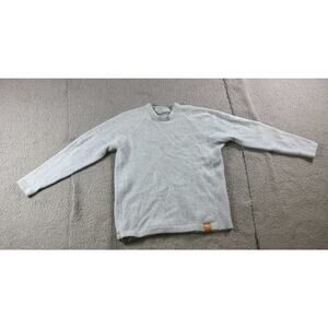 Smart Wool Sweater Womens L Blue Alpaca Merino Poly Crewneck THIS WAS WASHED